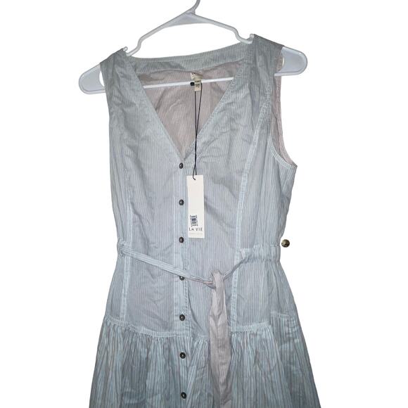 La Vie Rebecca Taylor Multi Striped Dress Sleeveless Button Down Size XS - Picture 4 of 8